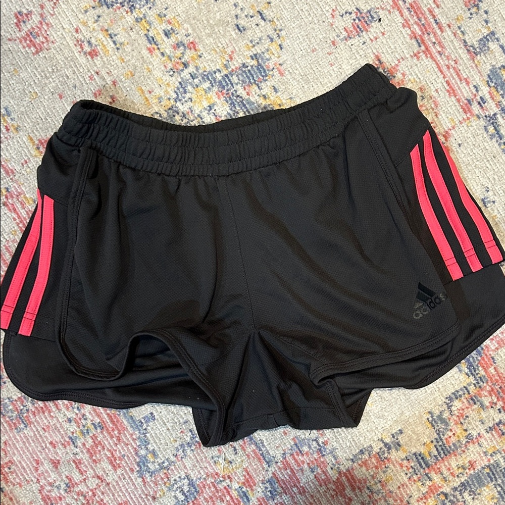 Adidas Women's Black Shorts with Pink Stripes